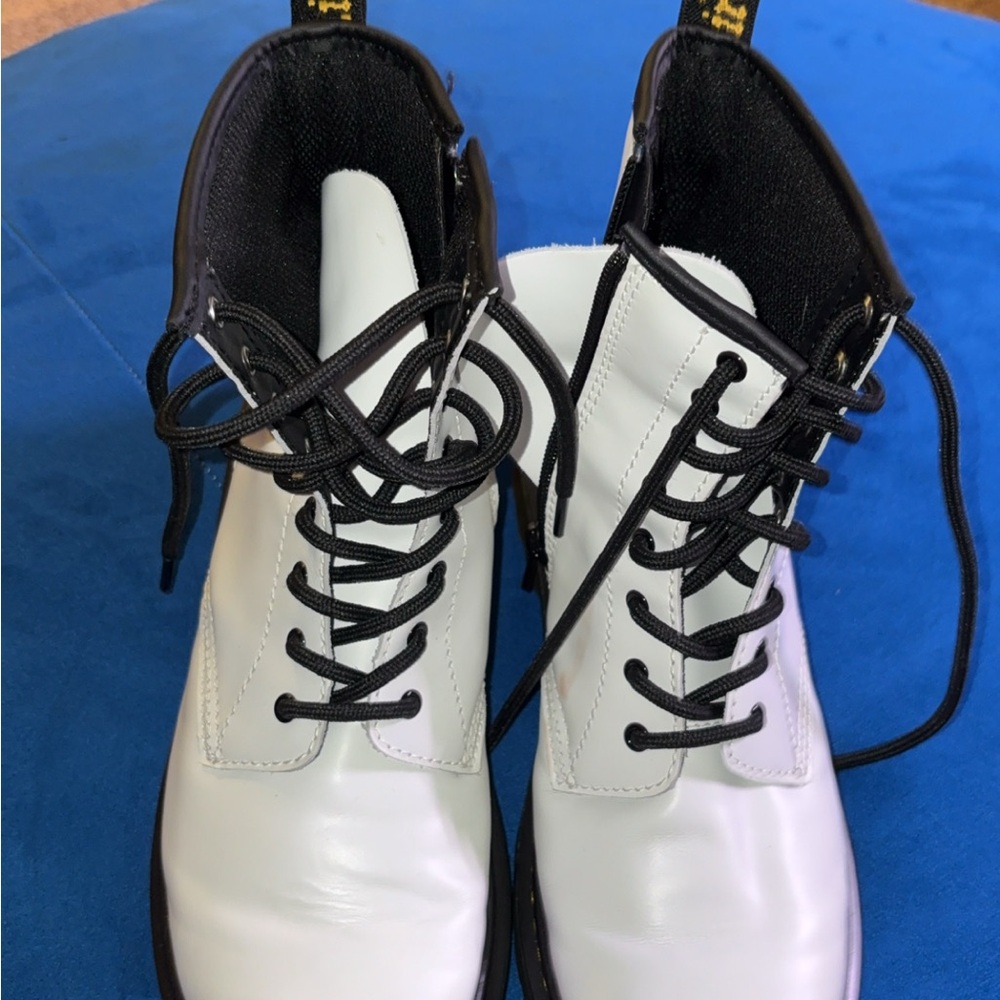 Dr. Martens White and Black Lace-Up Women’s Ankle Boots